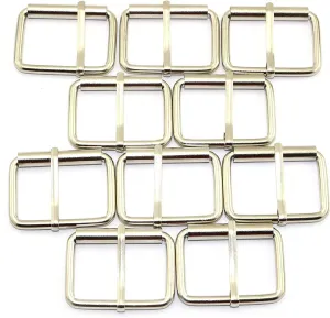 10pcs 1-1/2" Silver Belt Buckle with Roller Adjustable Rectangle Ring Tri-Glide DIY Leather Craft Garment Accessories for Shoes Backpack Clothes Bag Strap Metal Pin Buckles 38x26mm