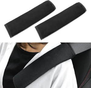 2 PCS Car Seat Belt Shoulder Pad, 9.76" x 2.55" Soft Plush Relieves Shoulder Neck Pressure Seat Belt Protector, Sweat-Absorbent Breathable Accessory, Suitable for Cars, Backpacks (Black)