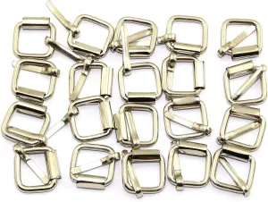 20pcs 1/2" Silver Belt Buckle with Roller Adjustable Rectangle Ring Tri-Glide DIY Leather Craft Garment Accessories for Shoes Backpack Clothes Bag Strap Metal Pin Buckles 13x12mm