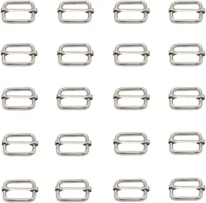 25mm Metal Adjustable Slide Buckle Strap Slides Webbing Slider Belts Buckle for Making Handbag, Backpack, Luggage Bag,Silver (Pack of 20)