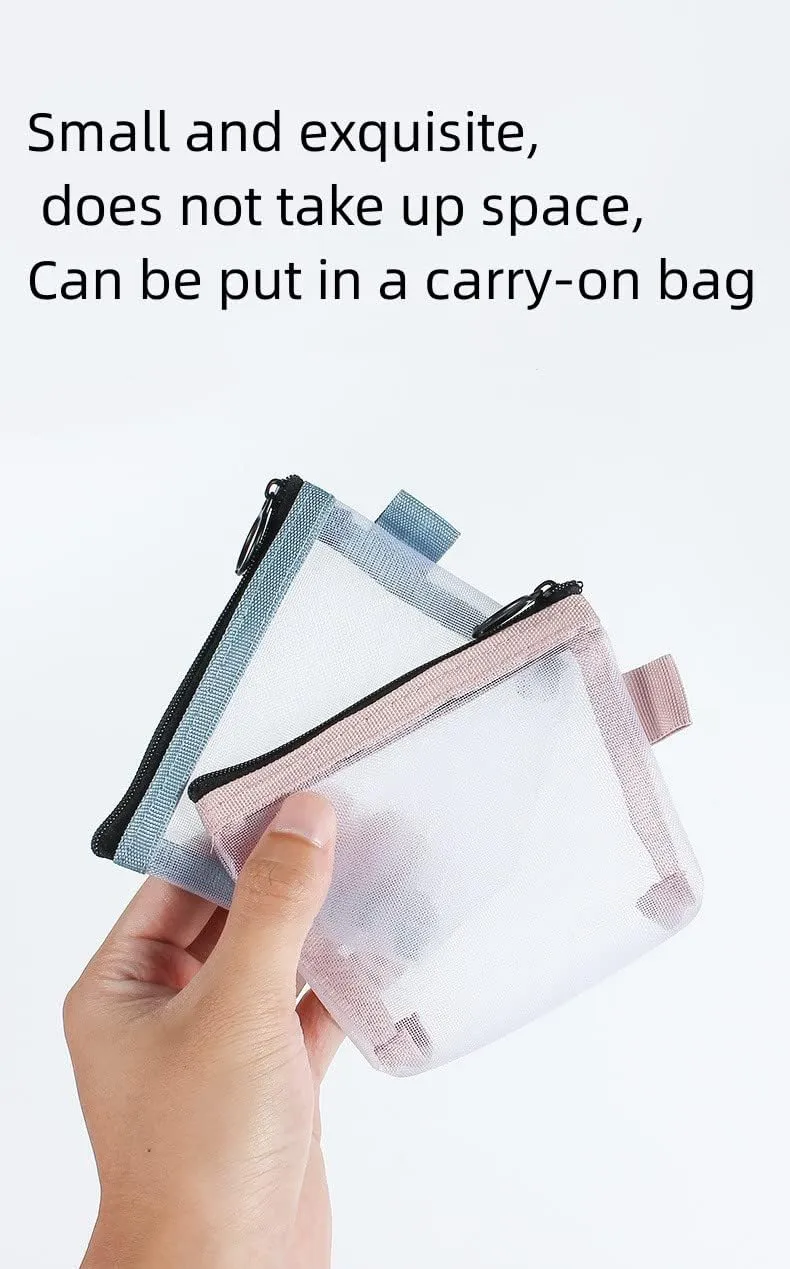 2PCS Mini Makeup Bag,Zipper Mesh Bags,Portable Small Makeup Pouch for Women,Small Travel Cosmetic Bag,Mini storage bag for coin,lipstick,jewelry