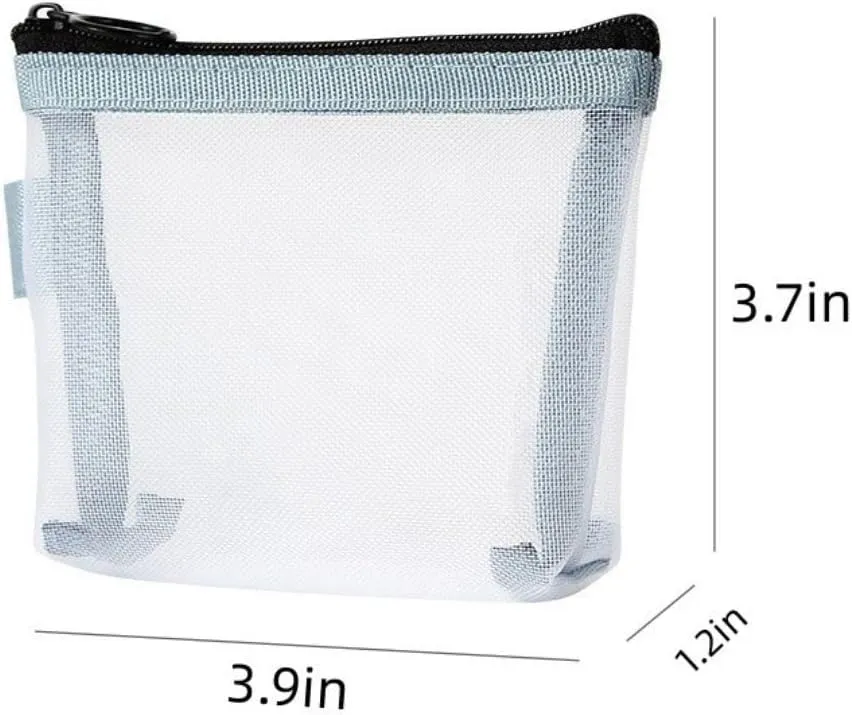 2PCS Mini Makeup Bag,Zipper Mesh Bags,Portable Small Makeup Pouch for Women,Small Travel Cosmetic Bag,Mini storage bag for coin,lipstick,jewelry
