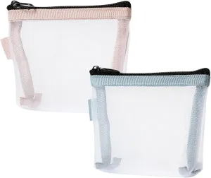 2PCS Mini Makeup Bag,Zipper Mesh Bags,Portable Small Makeup Pouch for Women,Small Travel Cosmetic Bag,Mini storage bag for coin,lipstick,jewelry