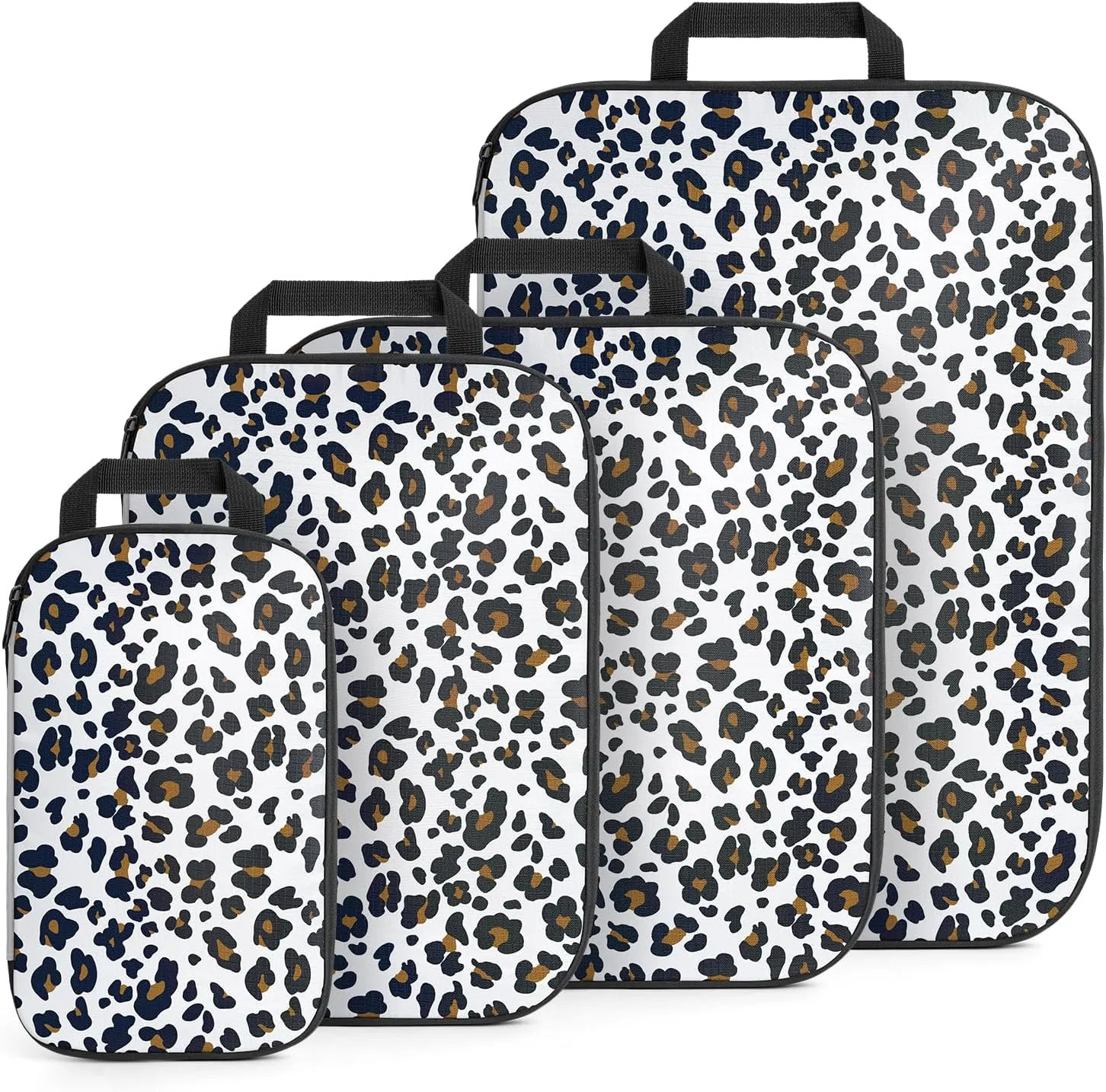 4PCS Leopard Packing Cubes for Travel, Lightweight Compression Travel Bags - Luggage Suitcase Organizer, Expandable, Zipper Closure