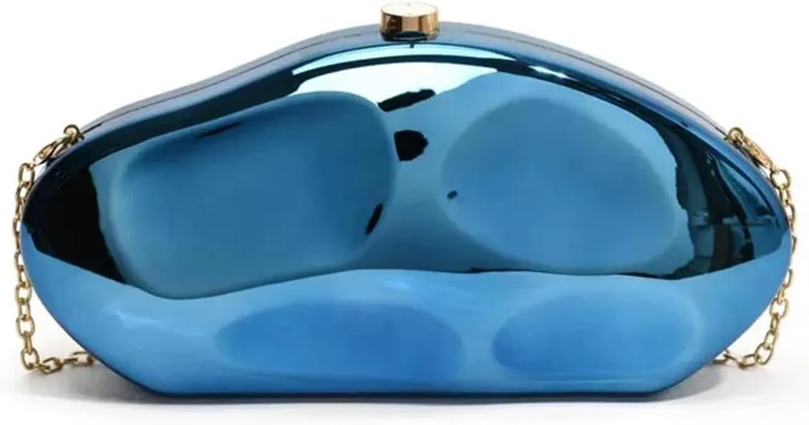 Acrylic Evening Clutch Purse for Women Formal, Metallic Purse Evening Handbags Metal Chain Shoulder Bag
