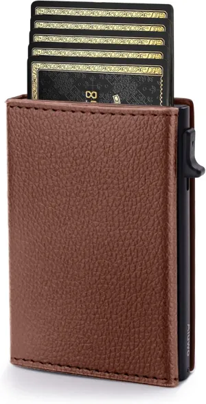 Aiuwo Wallet for Mens Wallet Edge Wallet Cartera de Hombre Card Holder Smart,Slim,Minimalist Wallet,RFID Blocking Wallet (Card Wallet, Lichee Brown)