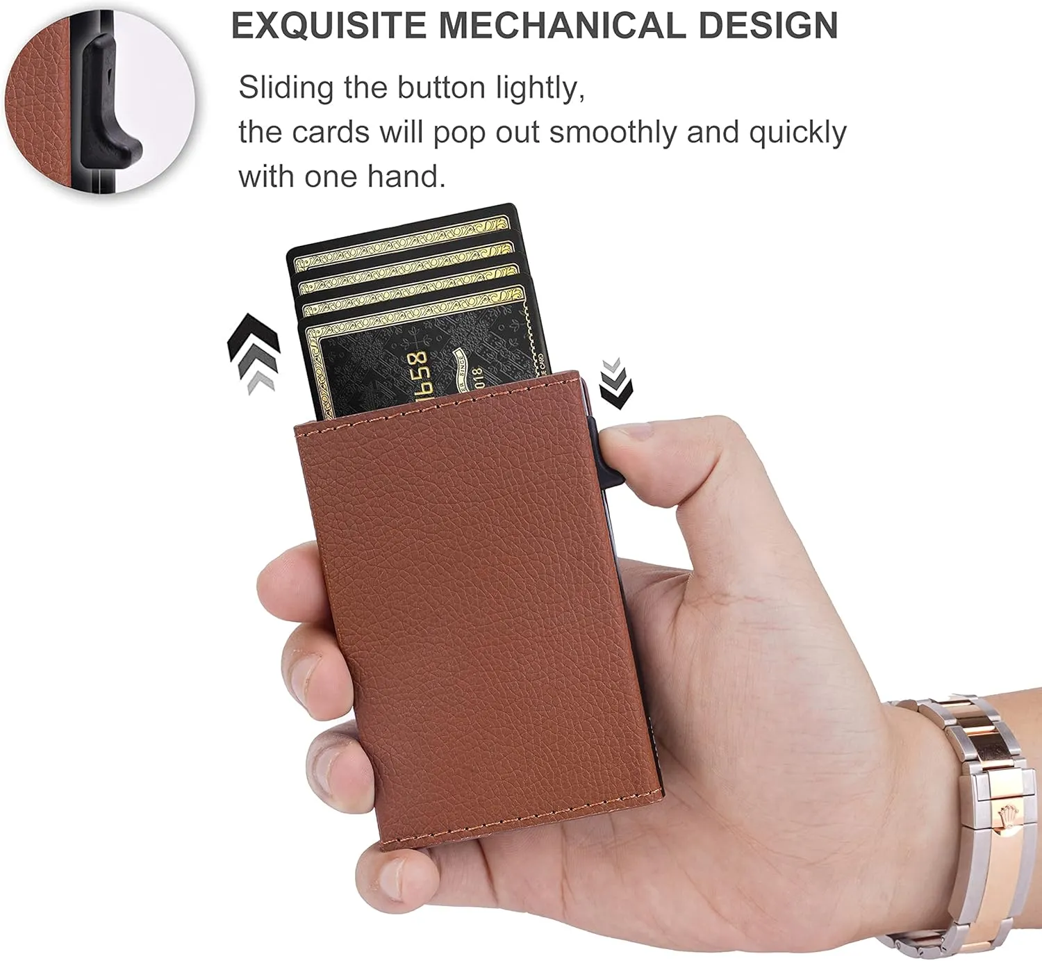 Aiuwo Wallet for Mens Wallet Edge Wallet Cartera de Hombre Card Holder Smart,Slim,Minimalist Wallet,RFID Blocking Wallet (Card Wallet, Lichee Brown)