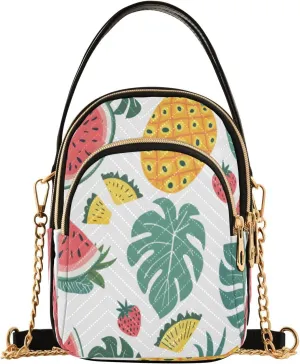 ALAZA Quilted Crossbody Bags for Women,Watermelon Pineapple Women's Crossbody Handbags Small Travel Purses Phone Bag