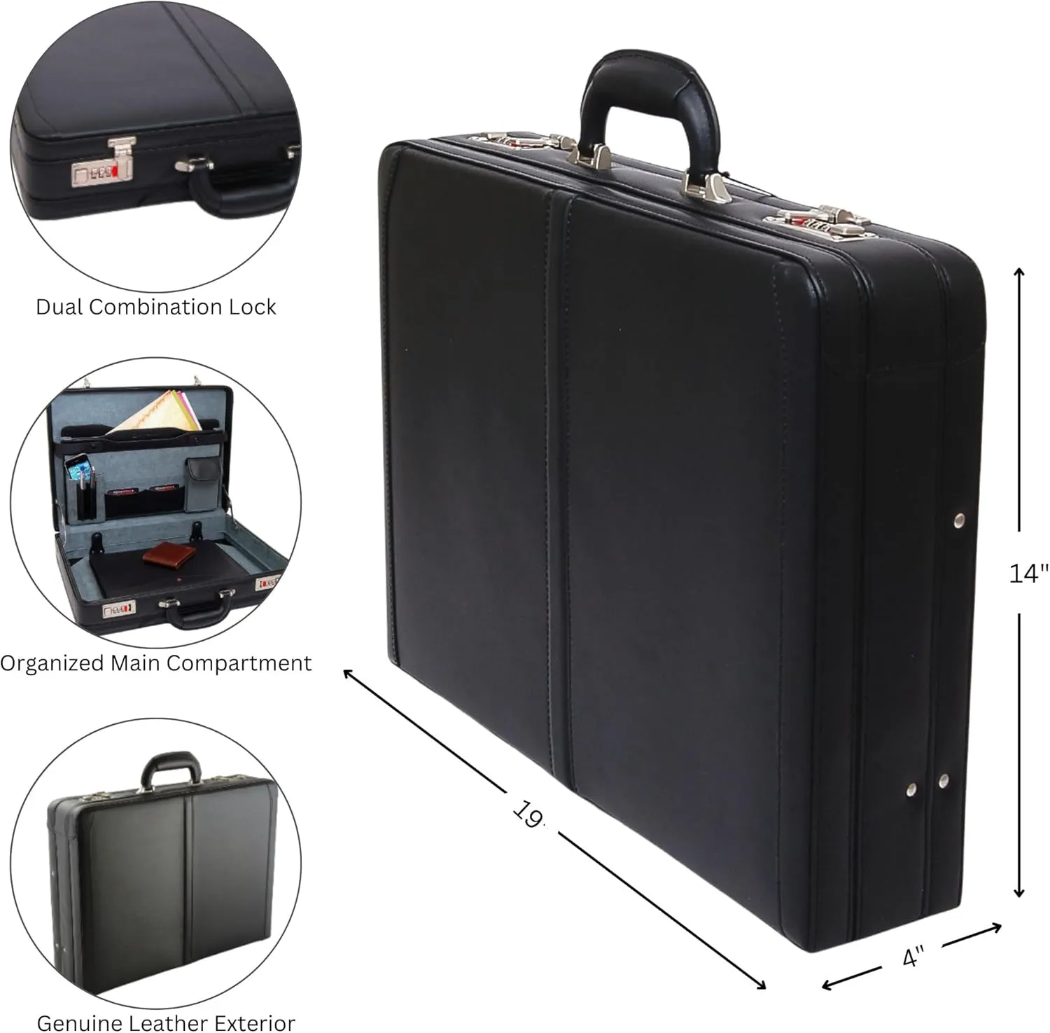 Alpine Swiss Mens Briefcase | Expandable Genuine Leather Attache Briefcase For Men | Dual Combination Lock Business Case
