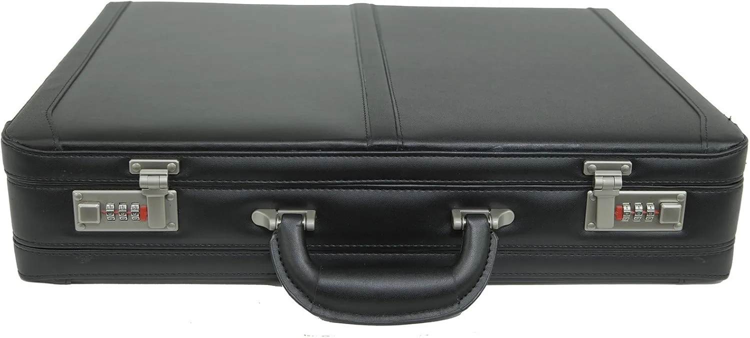 Alpine Swiss Mens Briefcase | Expandable Genuine Leather Attache Briefcase For Men | Dual Combination Lock Business Case