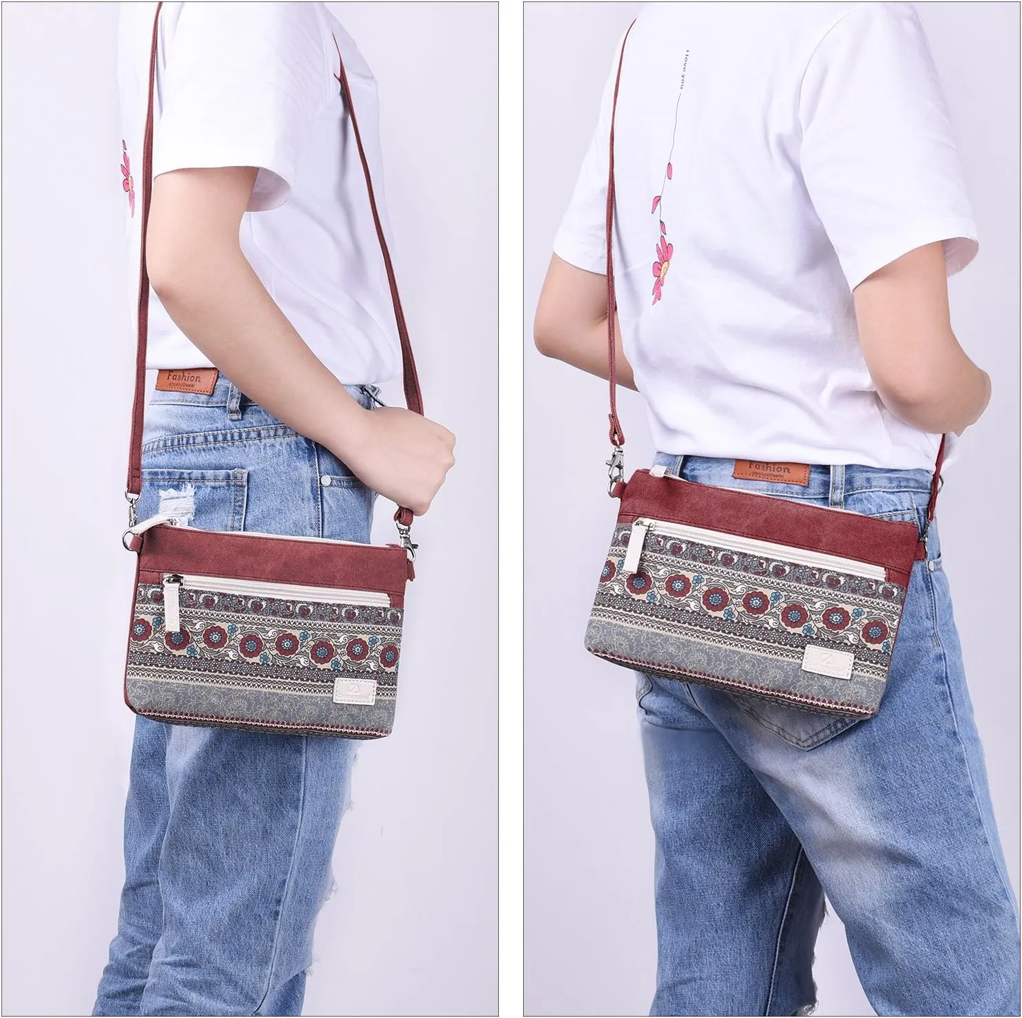 ArcEnCiel Small Crossbody Bag Canvas Cell Phone Purse Wallet with Shoulder Strap Handbag for Women Girls
