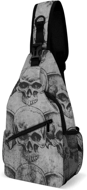 Art-Skulls Print Sling Backpack, Crossbody Shoulder Bag, Chest Bags for Outdoor Travel Fitness, 38x20cm, Style