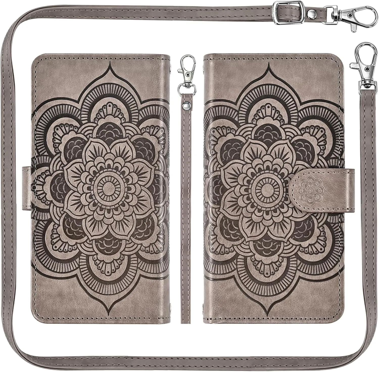 Asuwish Phone Case for Motorola Edge  Plus 2023/Edge 40 Pro 5G/Moto X40 Zipper Wallet Detachable Cell Cover with Tempered Glass Screen Protector Crossbody Strap Flower Card Holder X   Women Girls Gray