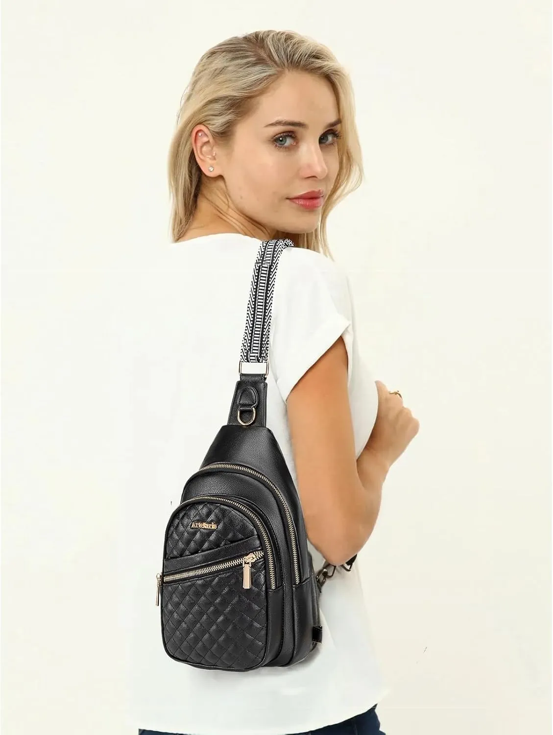 Atelaris Leather Sling Bag for Women,Fashion Crossbody Bags Fanny Packs for Women,Chest Bag for Travel Sport