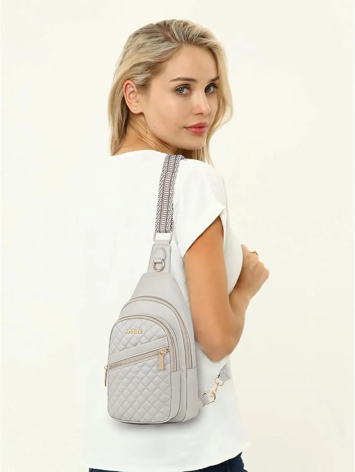 Atelaris Leather Sling Bag for Women,Fashion Crossbody Bags Fanny Packs for Women,Chest Bag for Travel Sport