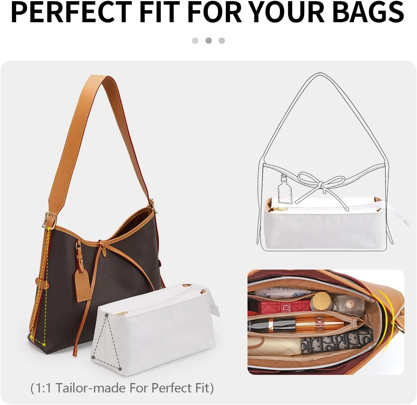 Bag Organizer Insert, Purse Organizer Insert Suit for LV Carryall MM Tote Bag, Upgraded Dupontpaper Handbag Shaper