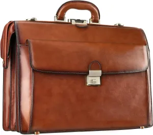 Banuce Large Vintage Leather Briefcase for Men 15.6 Inch Lawyer Briefcase Doctor Bag Attache Case with Lock
