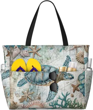 Beach Tote Bag for Women Beach Bag Waterproof and Sandproof Tote Bag with Wet Bag Large Travel Bag for Weekend Travel