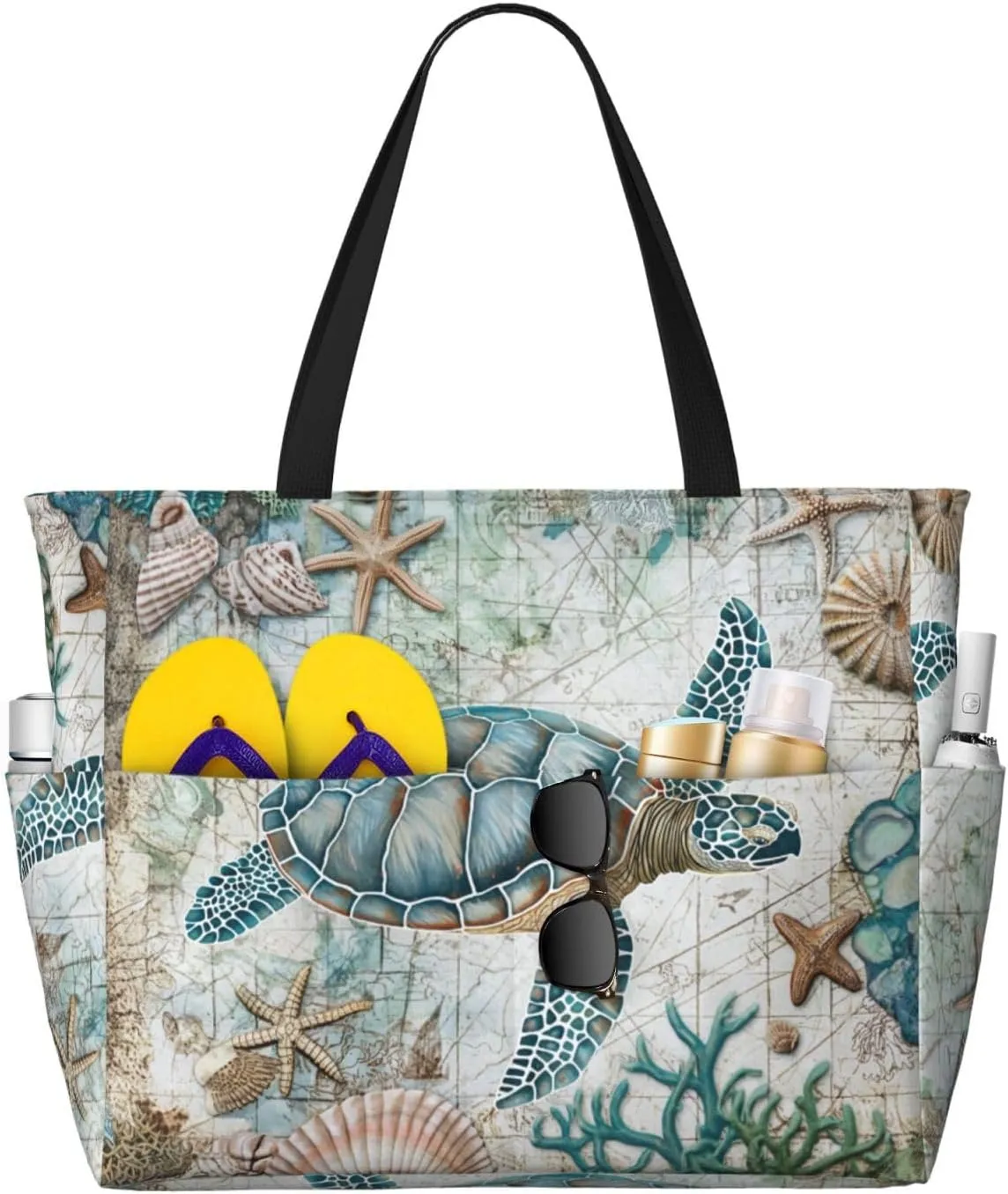 Beach Tote Bag for Women Beach Bag Waterproof and Sandproof Tote Bag with Wet Bag Large Travel Bag for Weekend Travel