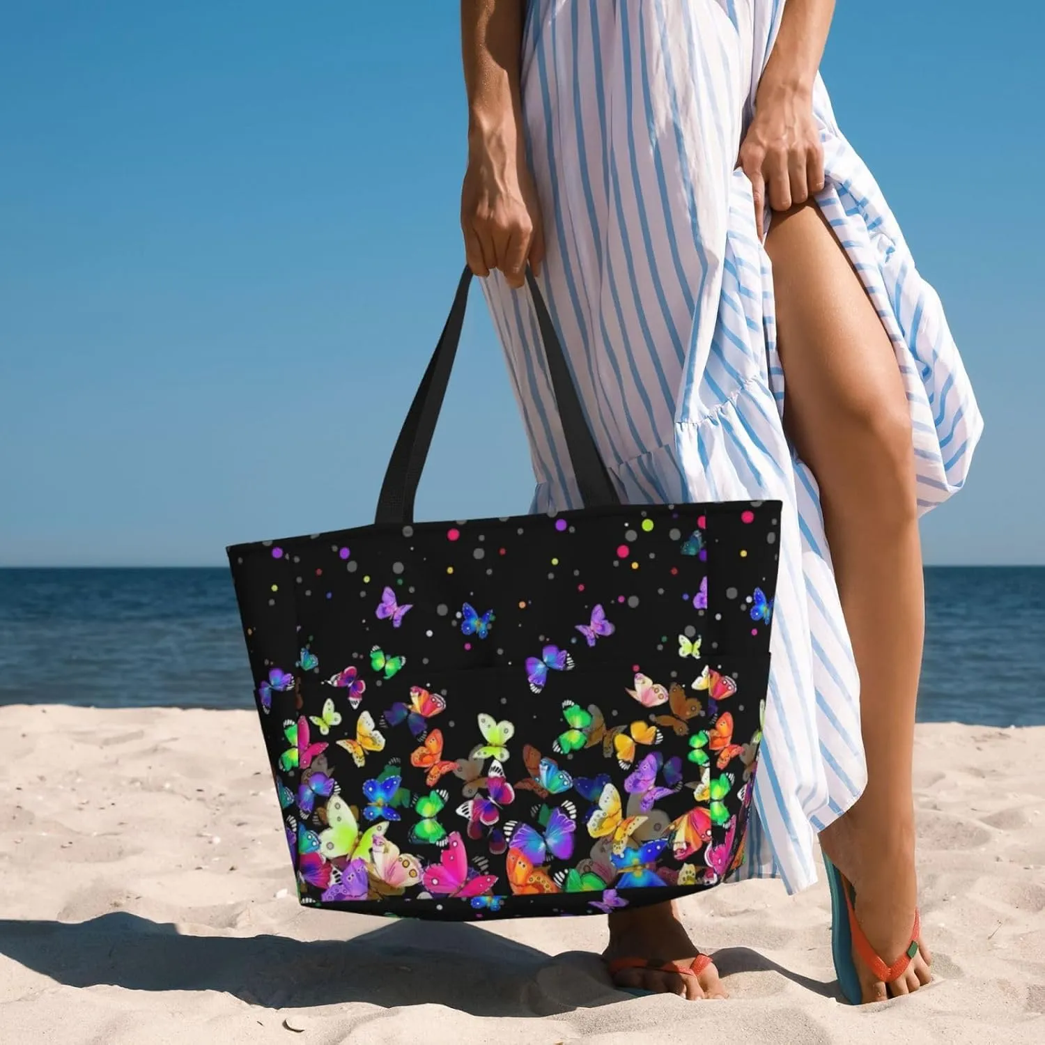 Beach Tote Bag for Women Beach Bag Waterproof and Sandproof Tote Bag with Wet Bag Large Travel Bag for Weekend Travel