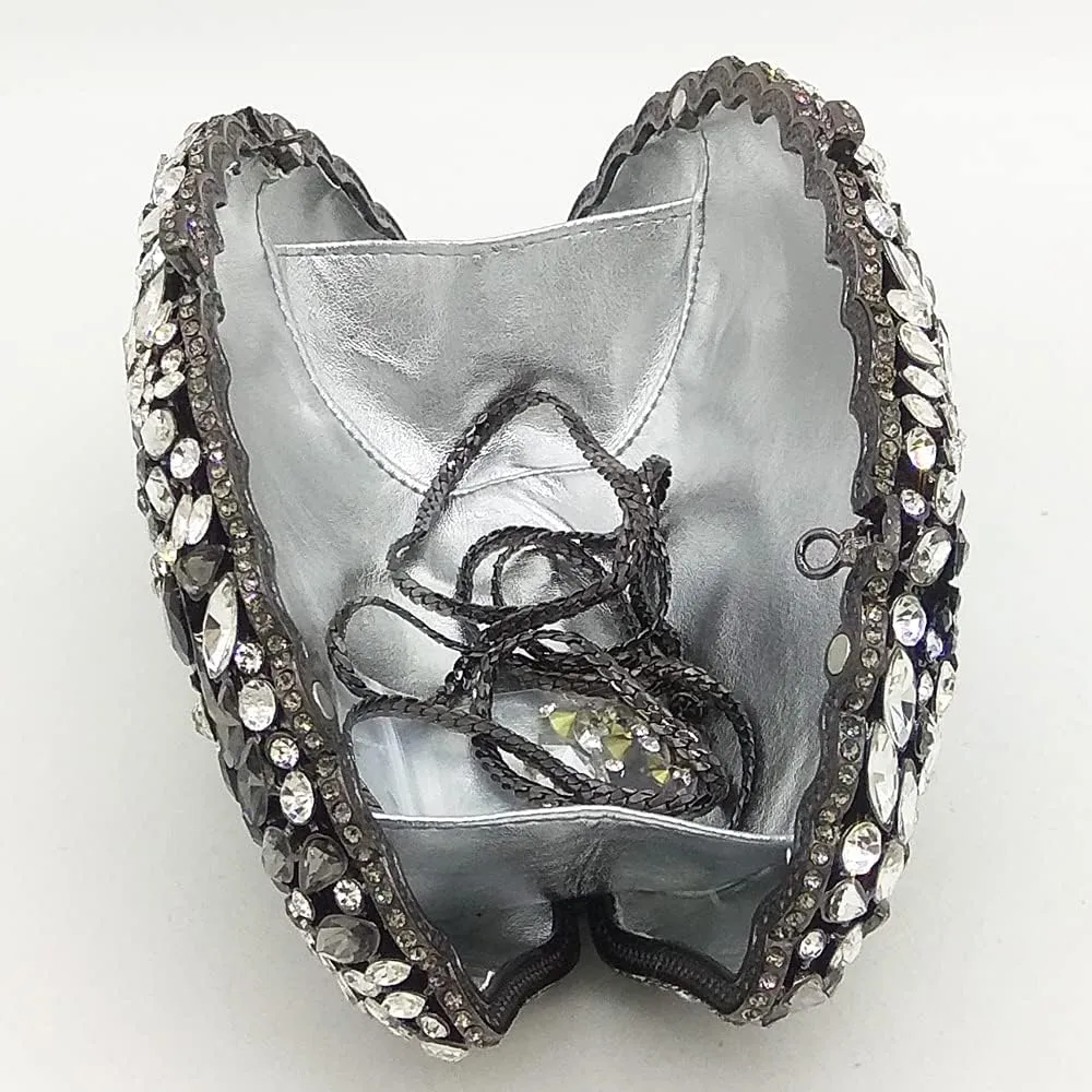 Boutique De FGG Flower Evening Bags for Women Formal Rhinestone Clutch Purse Wedding Party Prom Crystal Clutch Handbag,Mini
