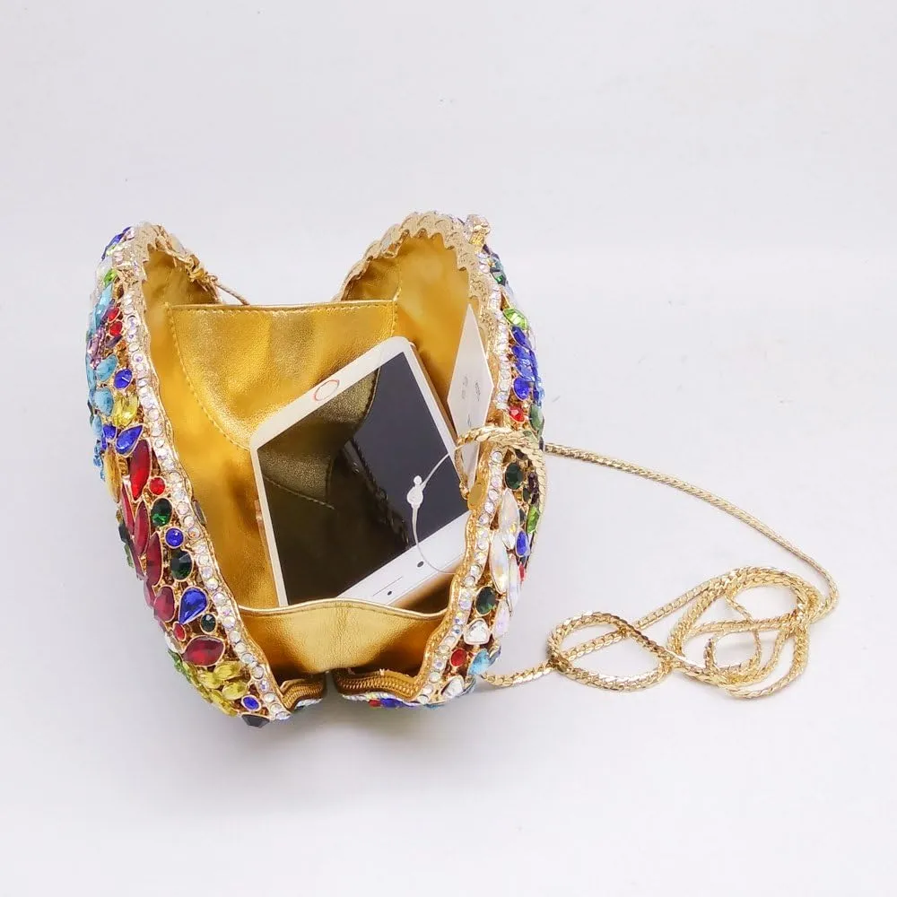 Boutique De FGG Flower Evening Bags for Women Formal Rhinestone Clutch Purse Wedding Party Prom Crystal Clutch Handbag,Mini