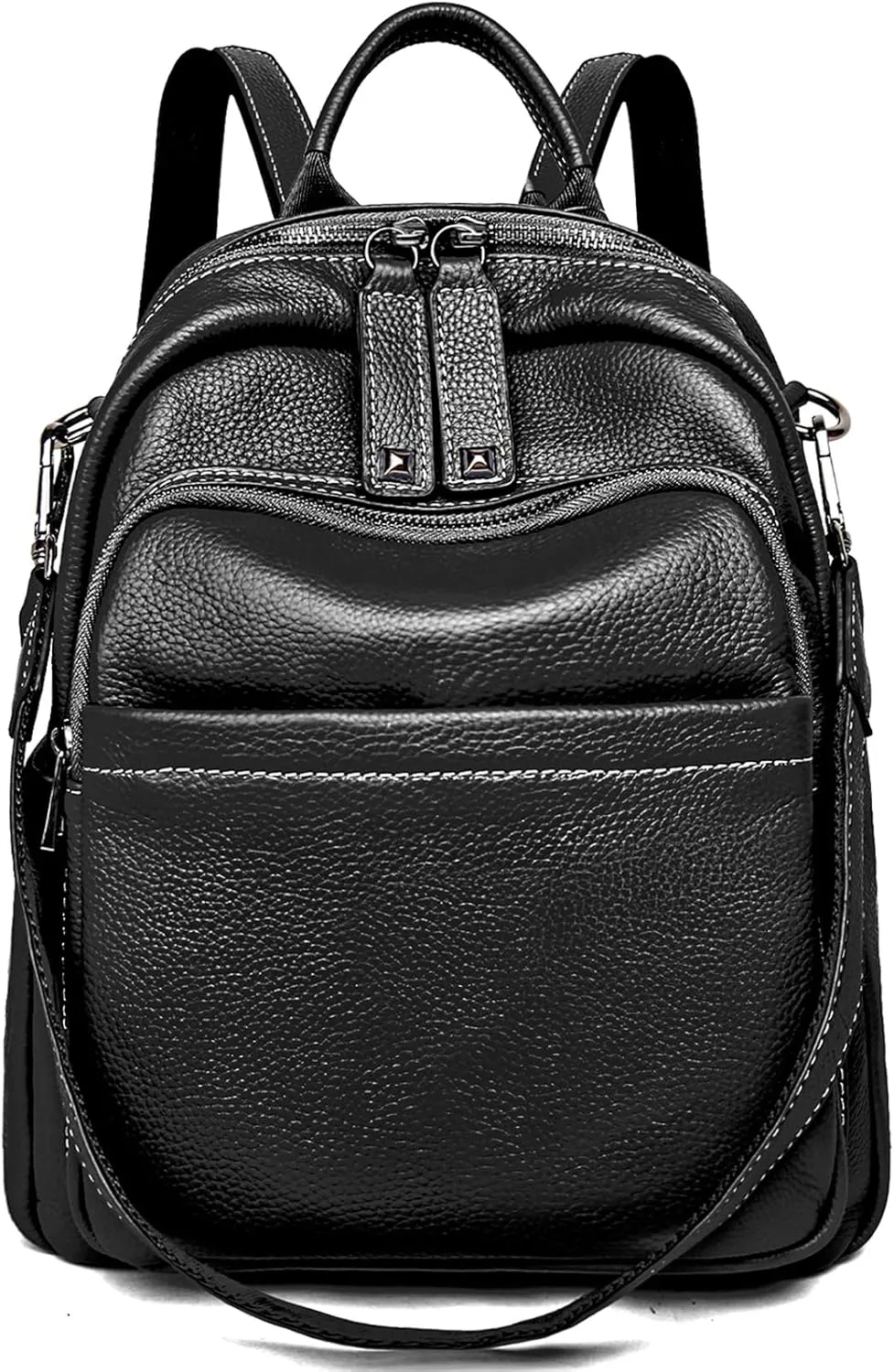 BOYATU Genuine Leather Backpack Purse for Women: Anti Theft Convertible Soft Backpacks - Elegant Womens Travel Backpack (01 Obsidian Black)