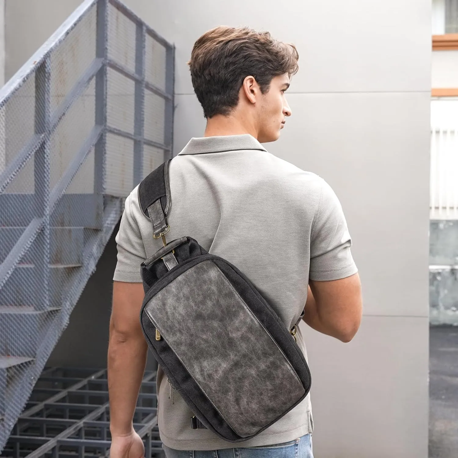 Canvas Messenger Bag Sling Bag Crossbody Shoulder Bag for Men Women Travel Work Satchel Bags