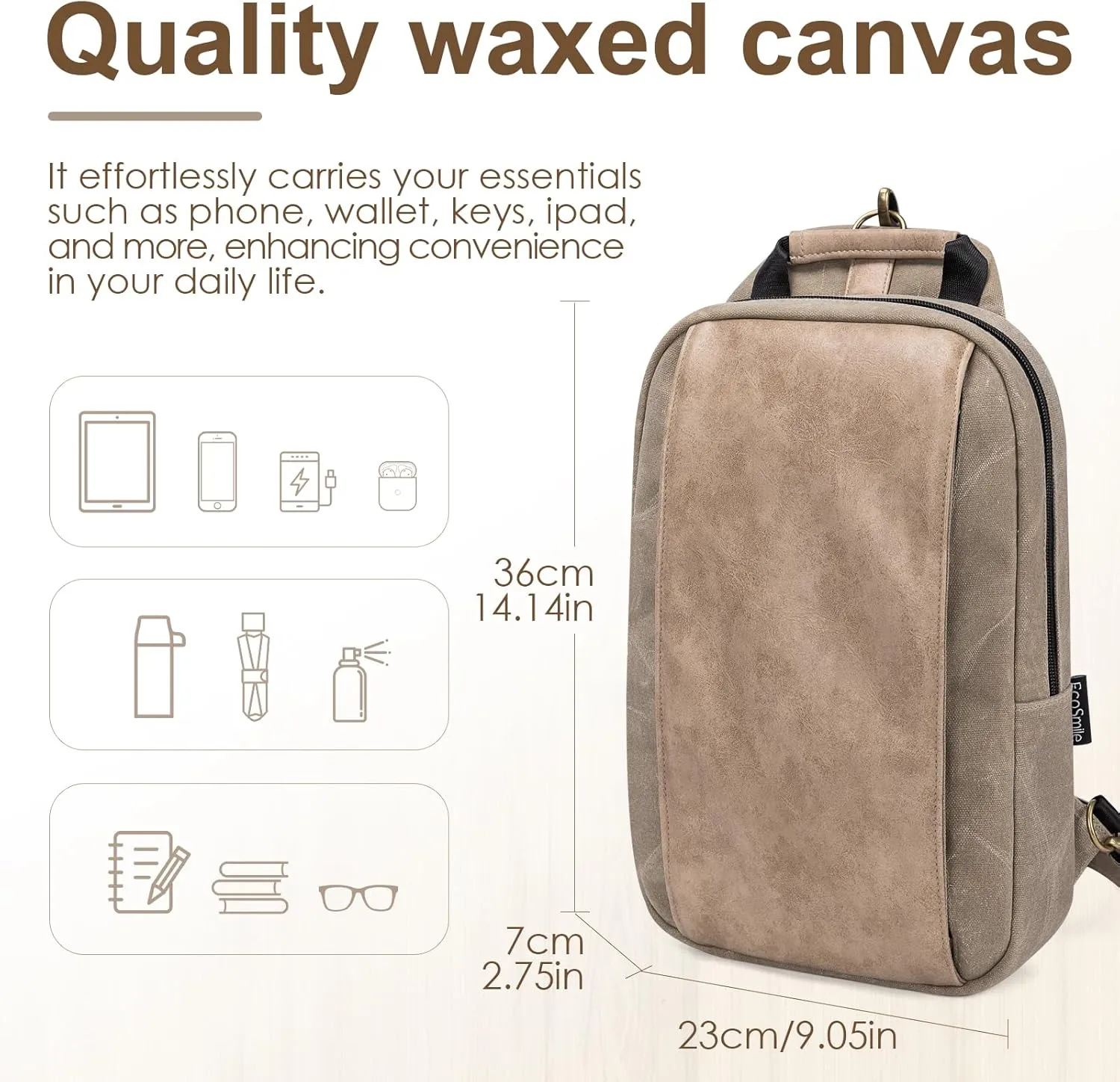 Canvas Messenger Bag Sling Bag Crossbody Shoulder Bag for Men Women Travel Work Satchel Bags