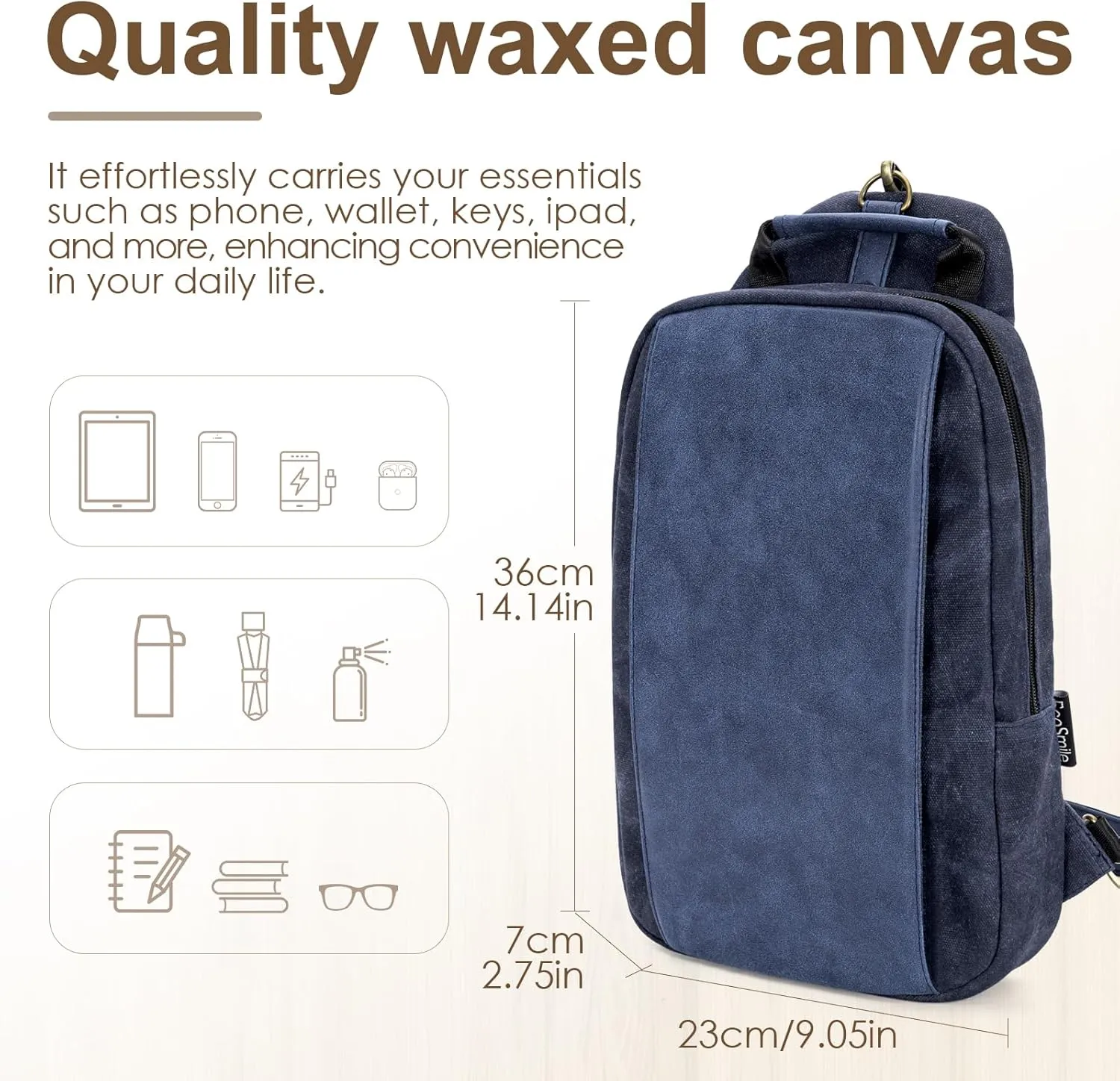 Canvas Messenger Bag Sling Bag Crossbody Shoulder Bag for Men Women Travel Work Satchel Bags