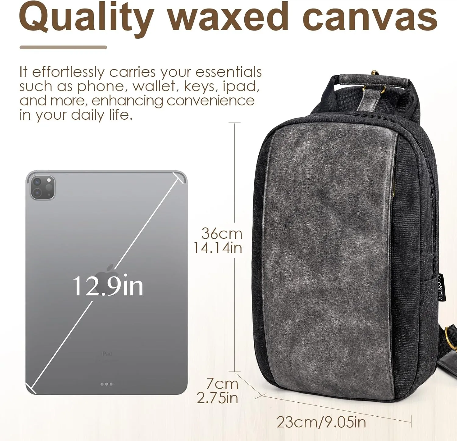 Canvas Messenger Bag Sling Bag Crossbody Shoulder Bag for Men Women Travel Work Satchel Bags