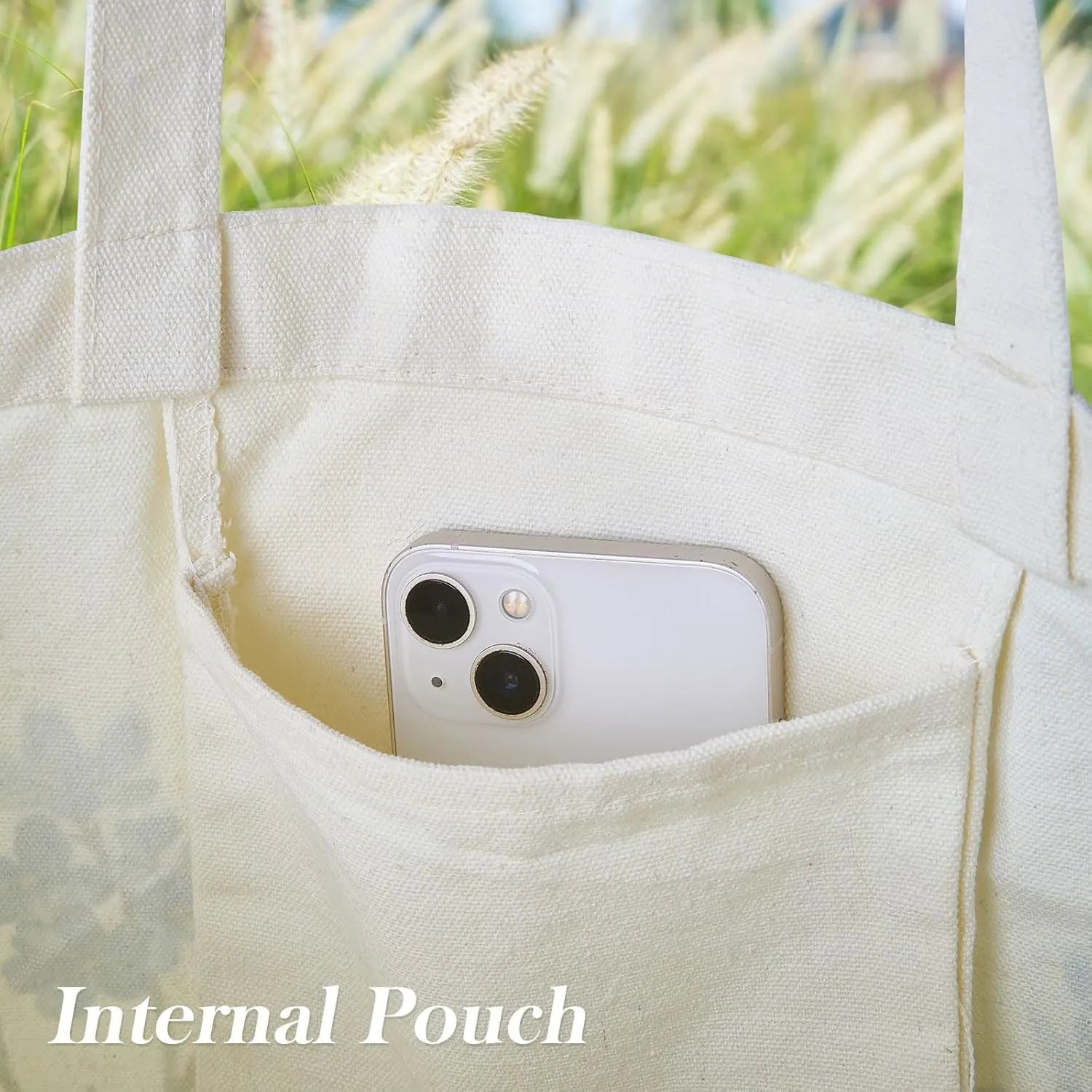 Canvas Tote Bag with Pockets - Spacious & Stylish Large Capacity Shoulder Bag for Daily Use, Shopping, Travel, Durable & Versatile Carryall