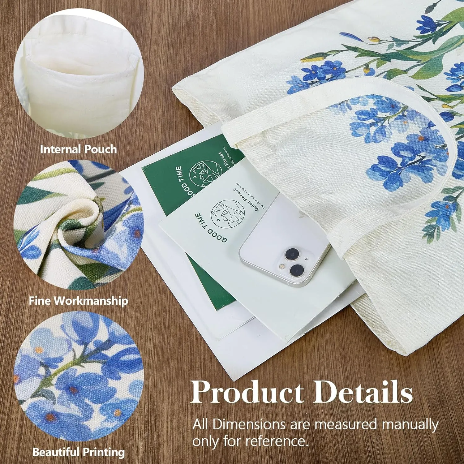 Canvas Tote Bag with Pockets - Spacious & Stylish Large Capacity Shoulder Bag for Daily Use, Shopping, Travel, Durable & Versatile Carryall