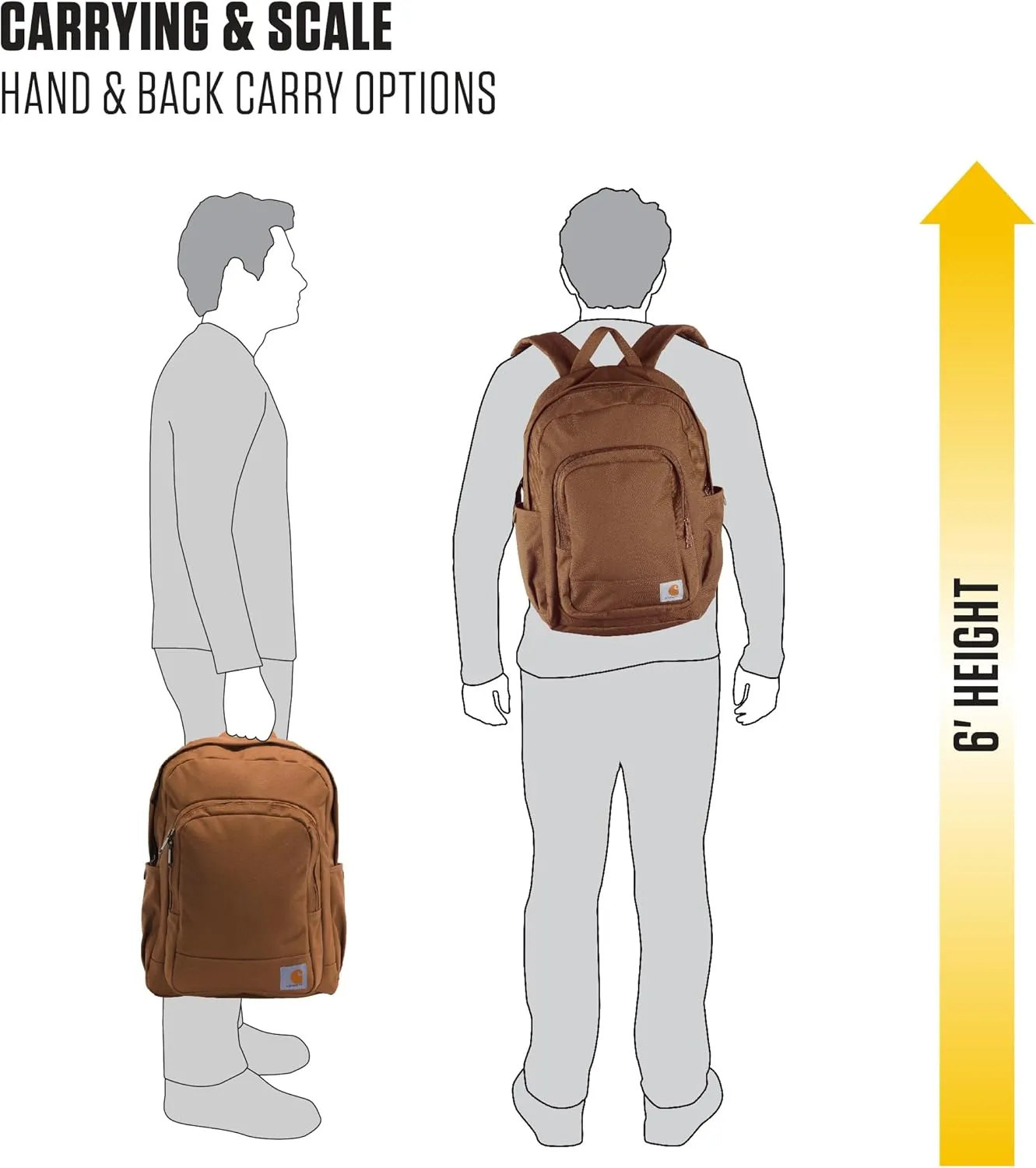 Carhartt 25L Classic Backpack, Durable Water-Resistant Pack W/ 15" Laptop Sleeve and Multiple Organizational Compartments, Port, PFAS Free