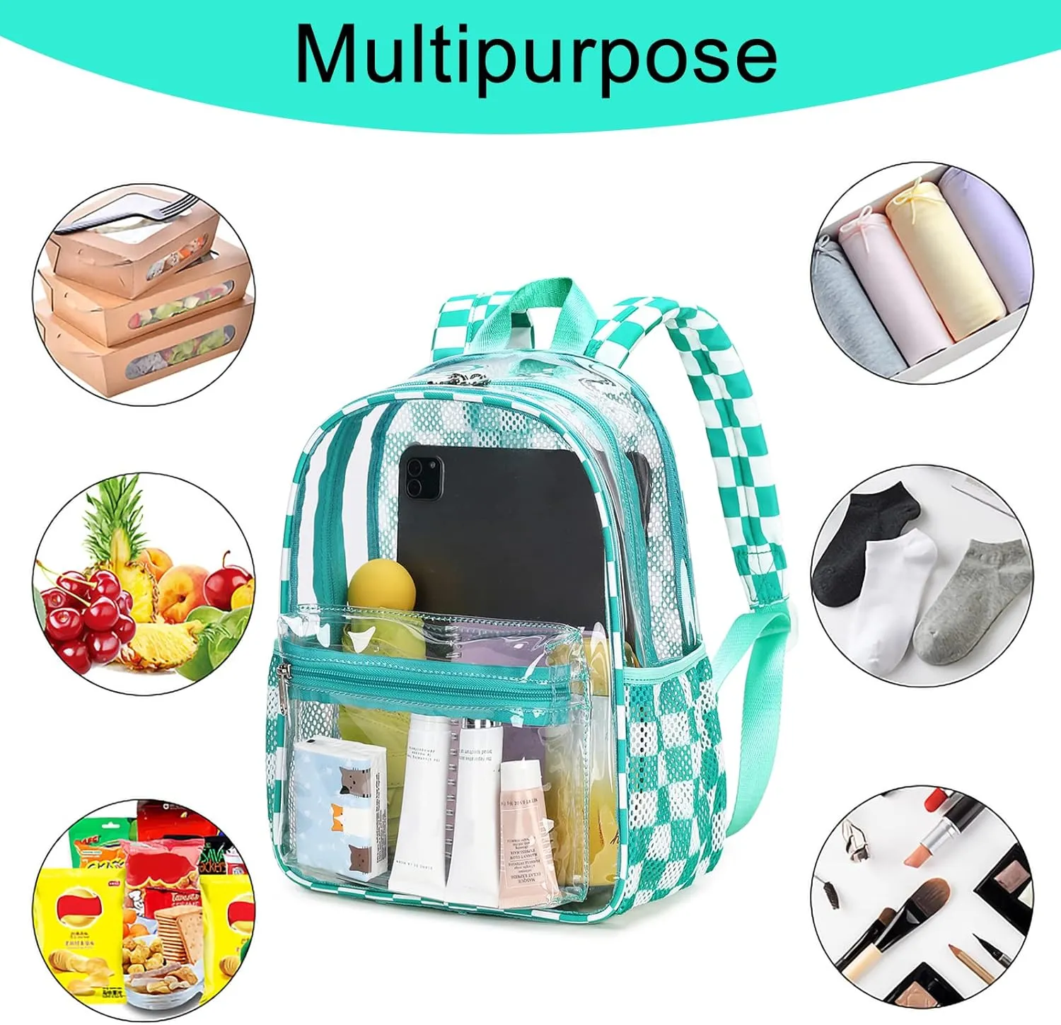 Clear Mini Backpack for Stadium Events 12x12x6 Small Transparent Backpacks Plastic See Through Clear Bag for Concerts Work Festival Security Travel
