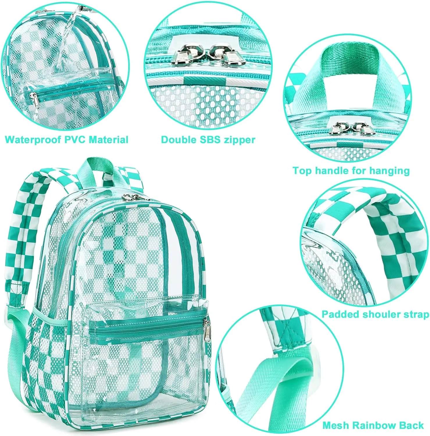 Clear Mini Backpack for Stadium Events 12x12x6 Small Transparent Backpacks Plastic See Through Clear Bag for Concerts Work Festival Security Travel