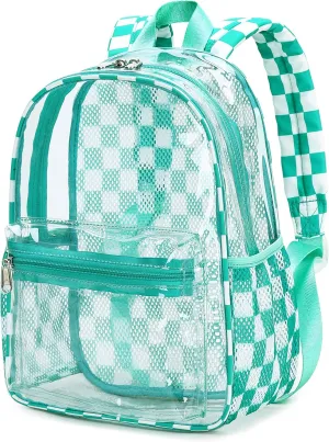 Clear Mini Backpack for Stadium Events 12x12x6 Small Transparent Backpacks Plastic See Through Clear Bag for Concerts Work Festival Security Travel