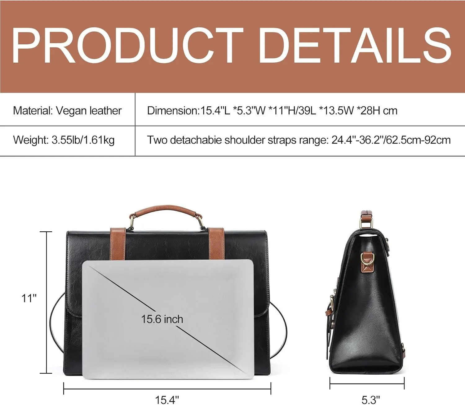 CLUCI Briefcase for Women Leather Laptop 15.6 Inch Business Ladies Work Computer Tote Bags