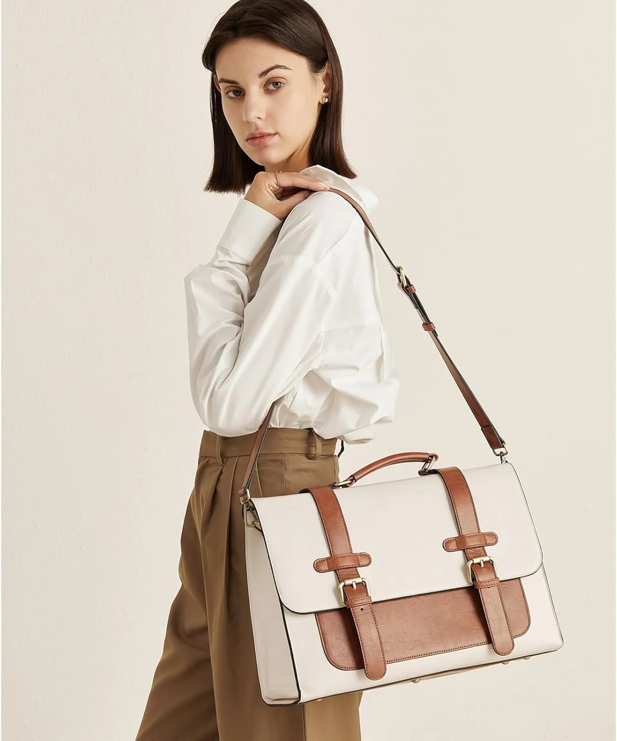 CLUCI Briefcase for Women Leather Laptop 15.6 Inch Business Ladies Work Computer Tote Bags