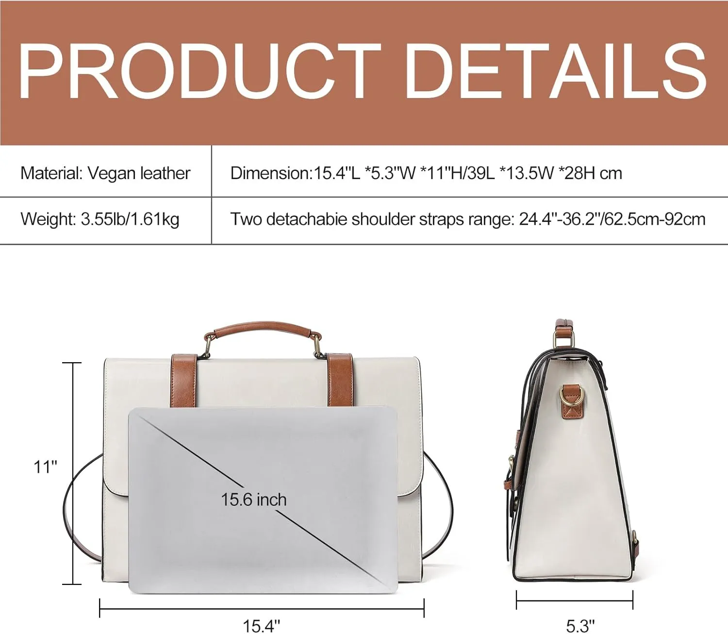 CLUCI Briefcase for Women Leather Laptop 15.6 Inch Business Ladies Work Computer Tote Bags