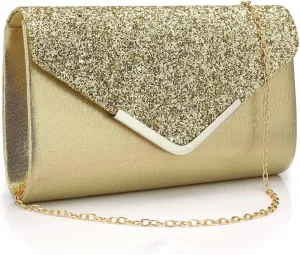 Clutch Purse for Women,Evening Bag Sparkling Handbag with Detachable Chain, Envelope Clutch For Wedding Party