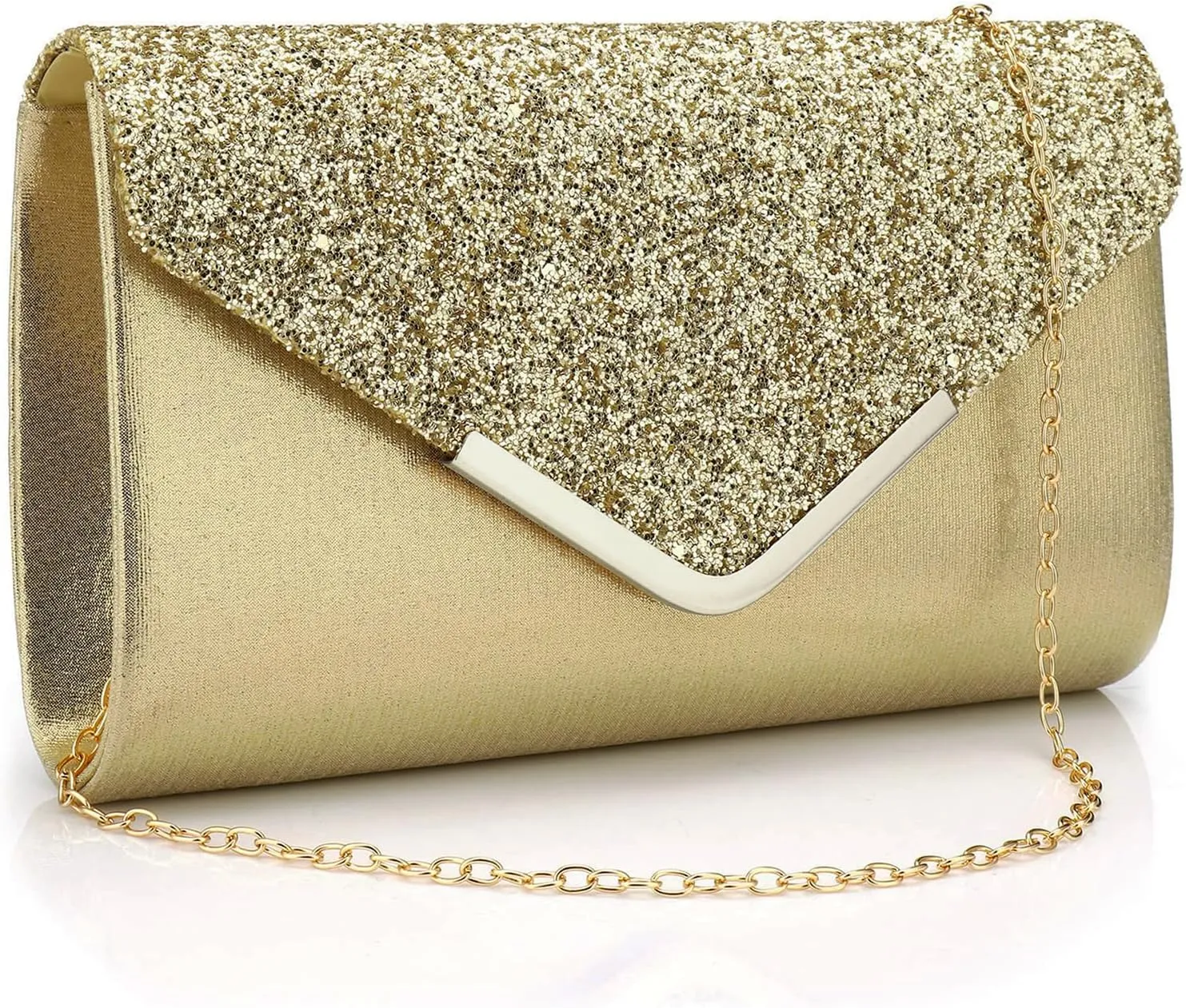 Clutch Purse for Women,Evening Bag Sparkling Handbag with Detachable Chain, Envelope Clutch For Wedding Party