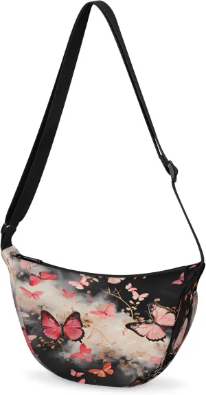 Crescent Crossbody Bag for Women Men, Lightweight Small Sling Hobos Dumpling Bag Crescent Purse, Crescent Moon Bags