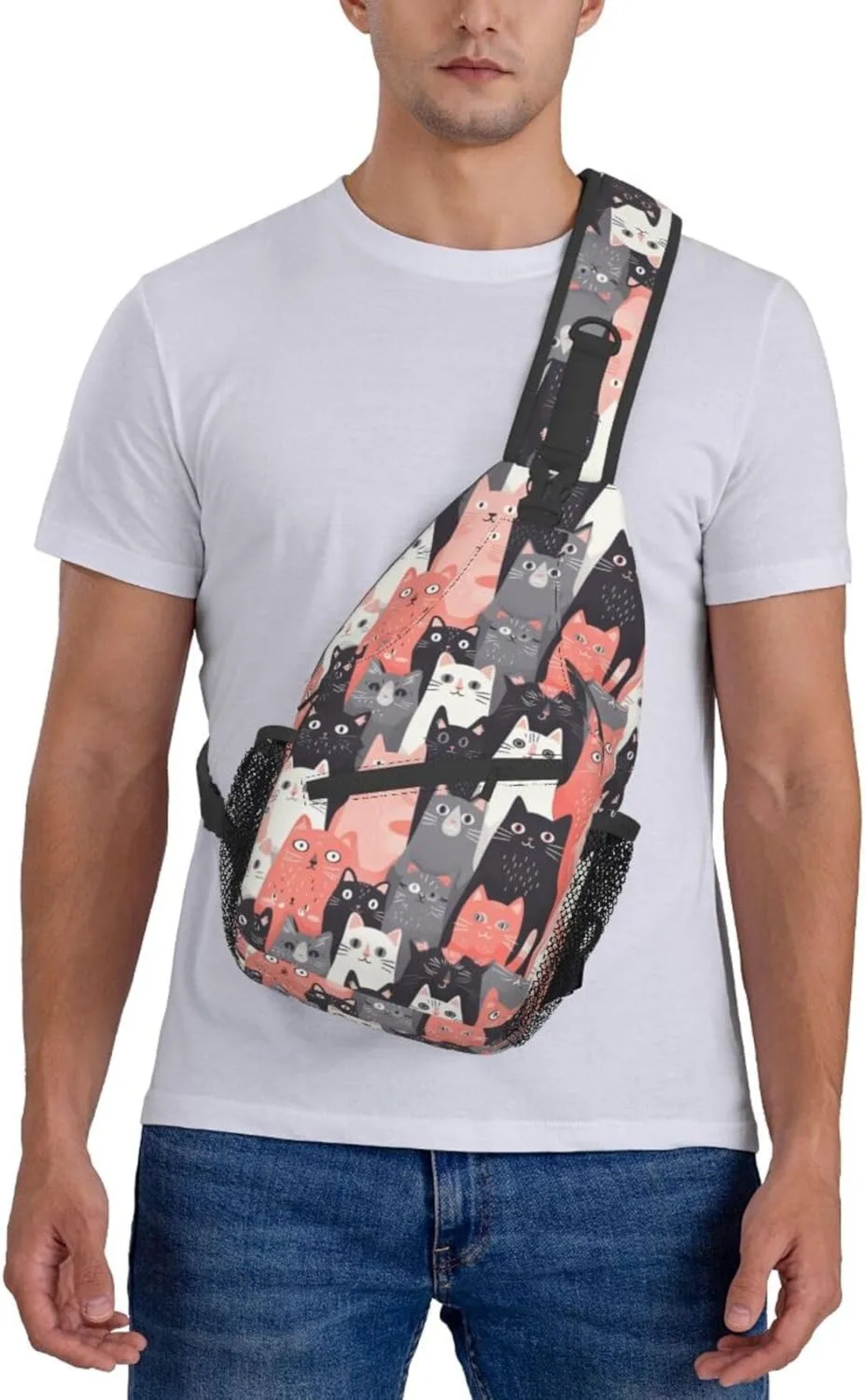 Cute Cats Lovely Kitten Sling Backpack Hiking Backpack Crossbody Bag Sports Lightweight And waterproof Chest Bag Shoulder Bag For Women Men