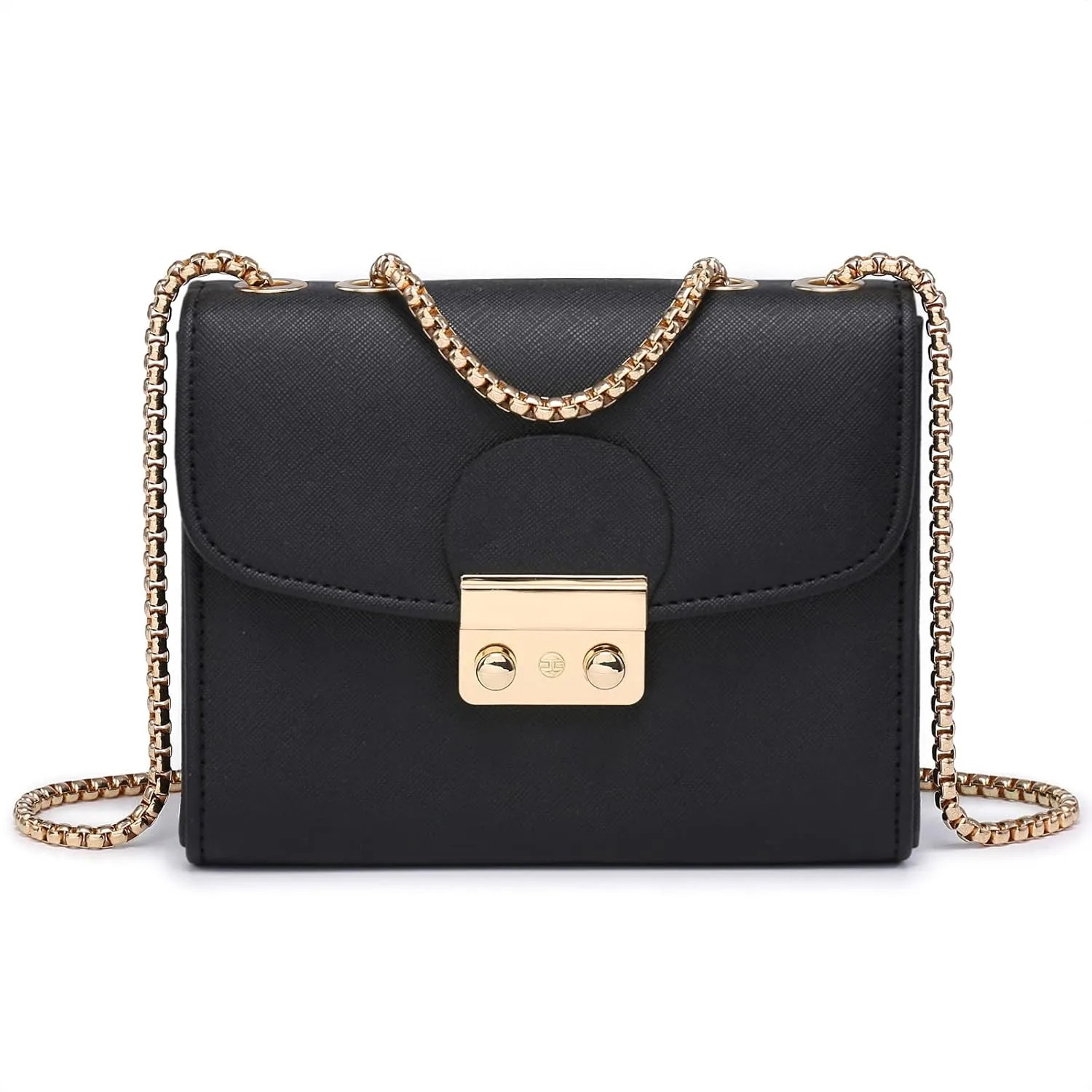 Dasein Women Small Crossbody Bag Designer Evening Bag Clutch Purse Handbag for Wedding/Prom/Party with Double Chain Strap