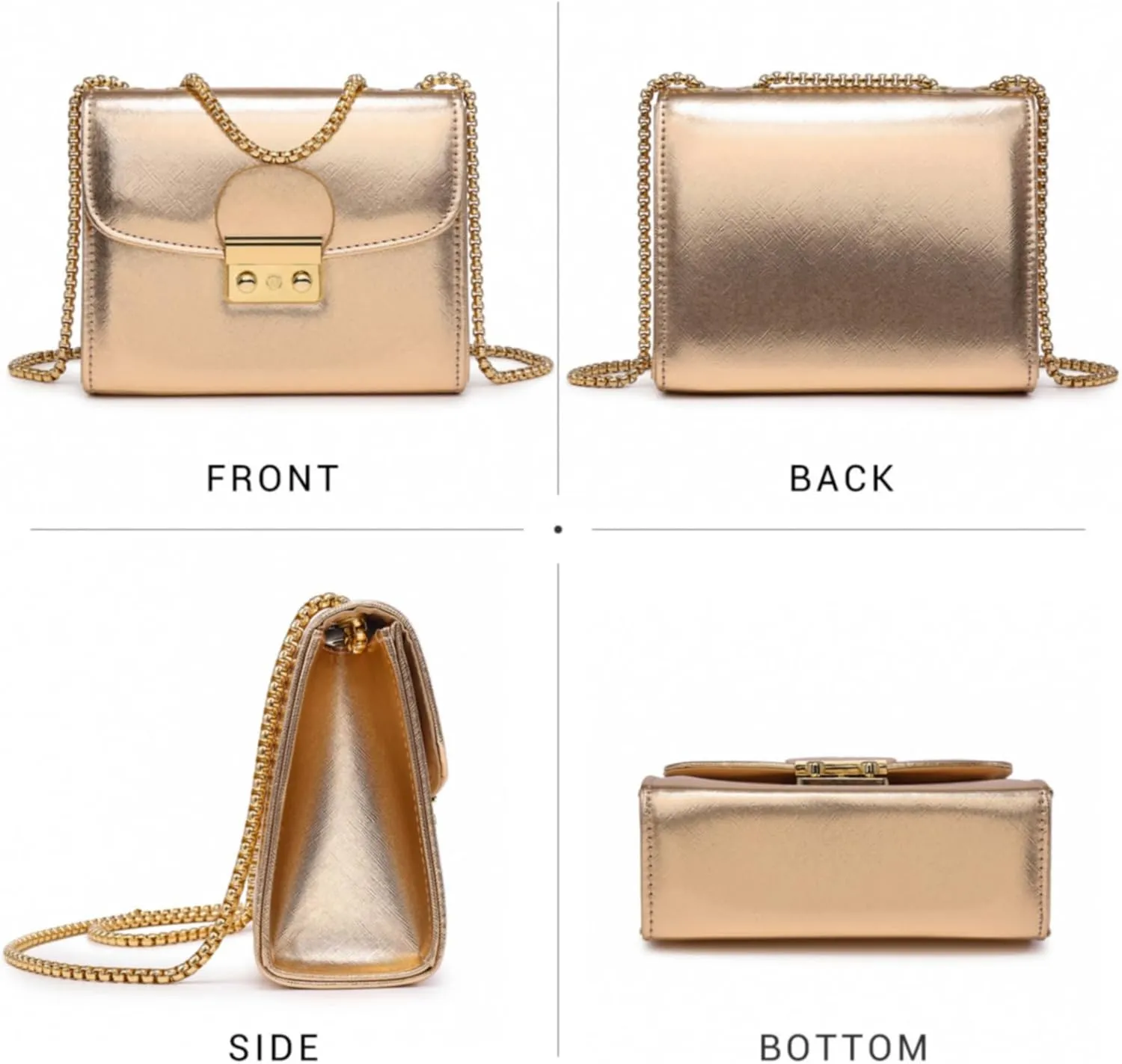 Dasein Women Small Crossbody Bag Designer Evening Bag Clutch Purse Handbag for Wedding/Prom/Party with Double Chain Strap