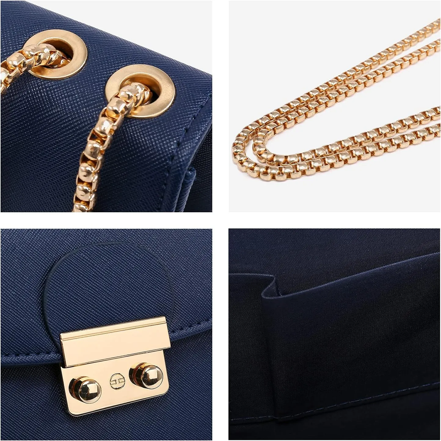 Dasein Women Small Crossbody Bag Designer Evening Bag Clutch Purse Handbag for Wedding/Prom/Party with Double Chain Strap