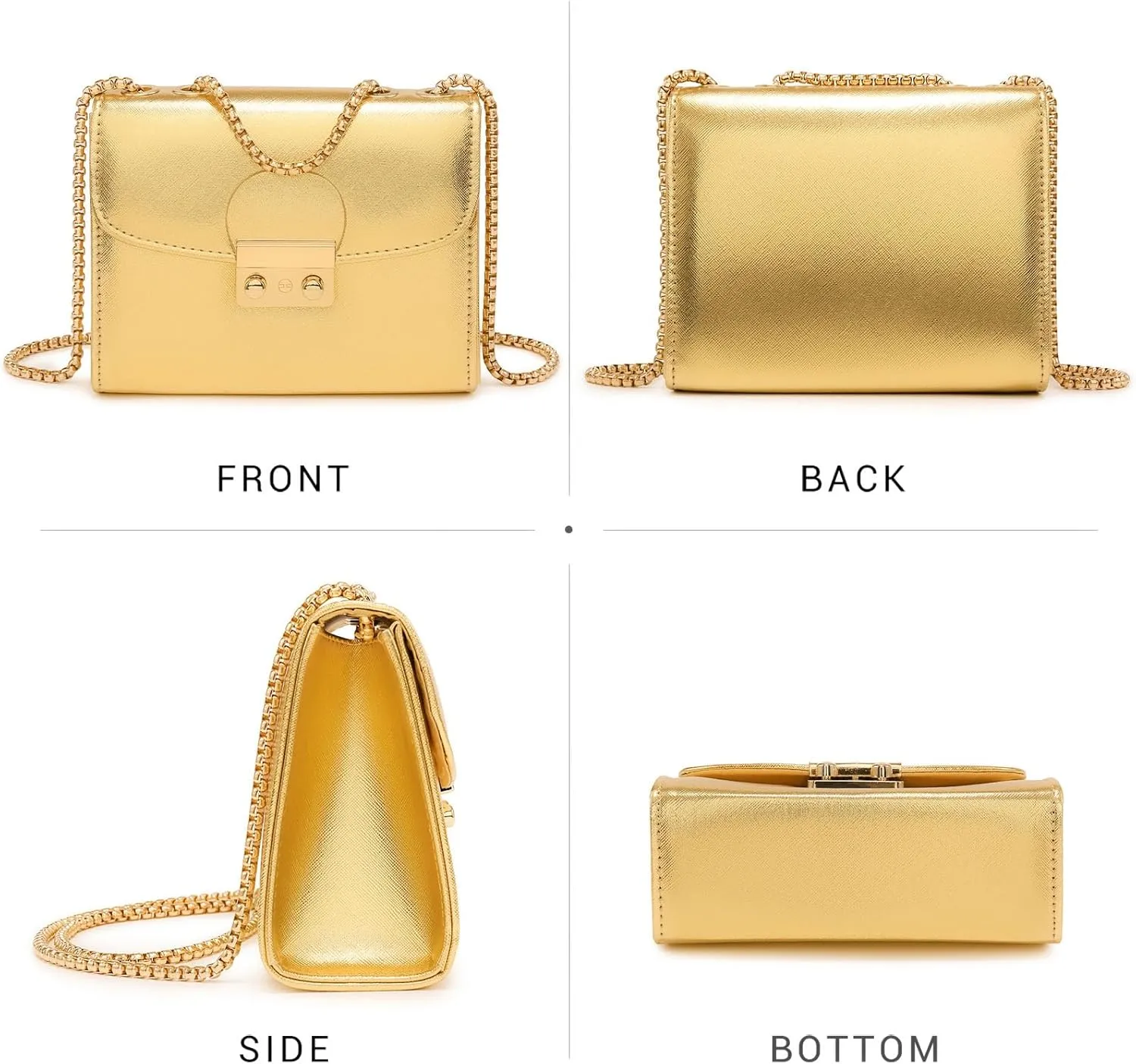 Dasein Women Small Crossbody Bag Designer Evening Bag Clutch Purse Handbag for Wedding/Prom/Party with Double Chain Strap