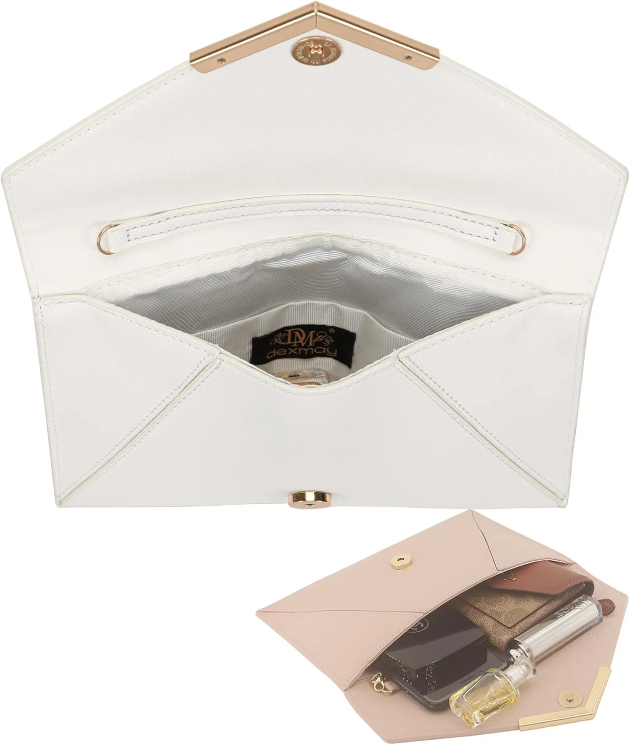 Dexmay Women Envelope Clutch Handbag Medium Saffiano Leather Foldover Clutch Purse