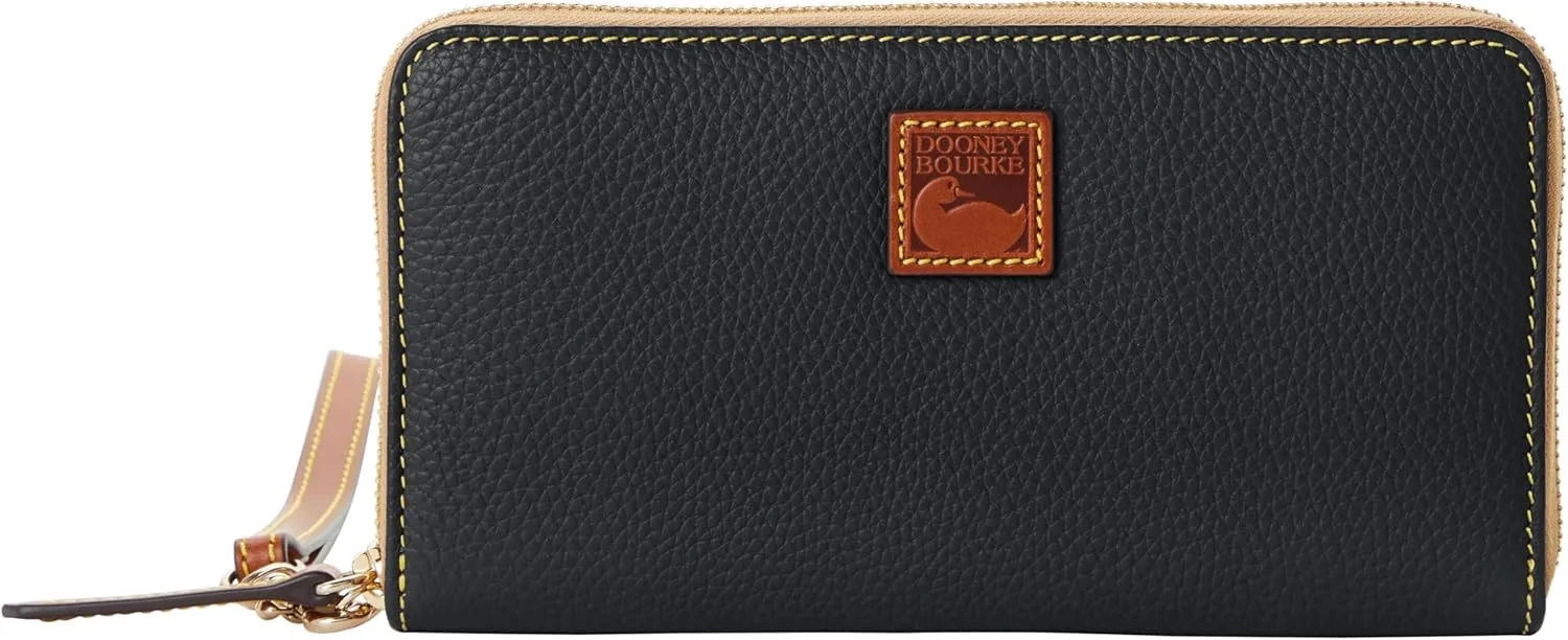 Dooney & Bourke Wallets for Women, Pebble Grain Leather Large Zip Around Wristlet with Removable Strap